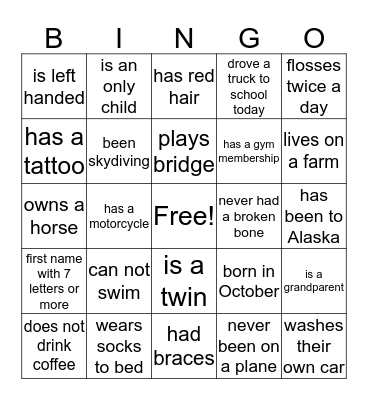 FISH Bingo Card