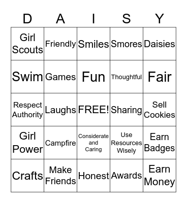 DAISIES  Bingo Card