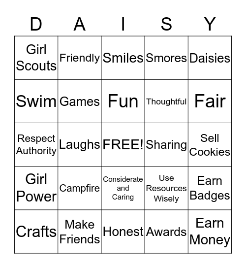 DAISIES  Bingo Card