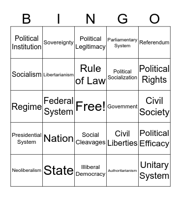 Comp Gov Bingo Card