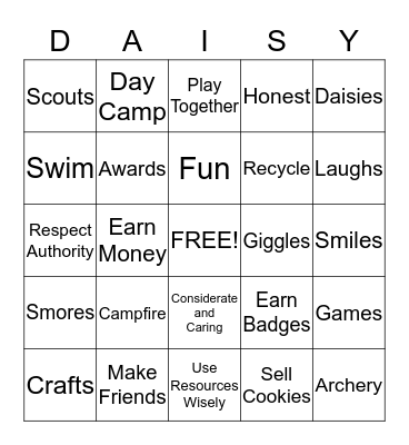 DAISIES  Bingo Card