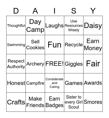 DAISIES  Bingo Card