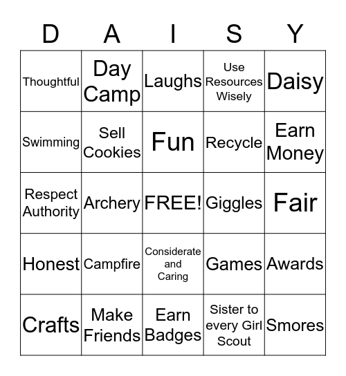 DAISIES  Bingo Card