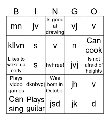 Untitled Bingo Card