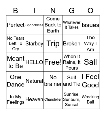 SONGO Bingo Card