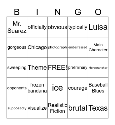 5th Grade                                    L/ R   Baseball Bingo Card