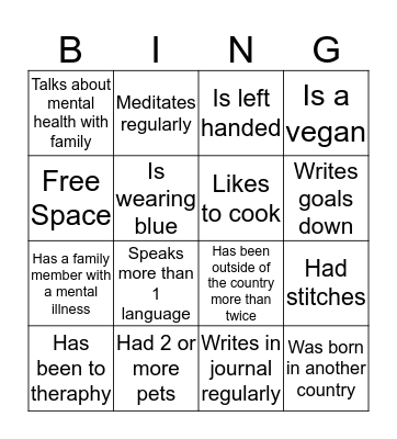 Find someone who Bingo Card