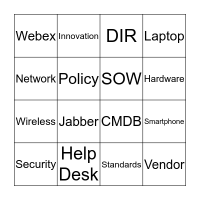 IMD Bingo Card