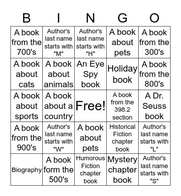 Library Bingo Card