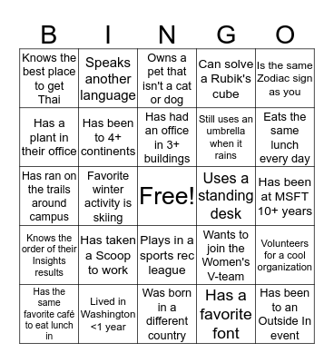 Ice Bingo Card