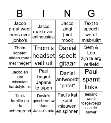 Science Club Bingo Card