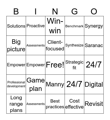 Team Meeting Bingo Card