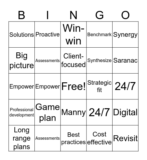 Team Meeting Bingo Card