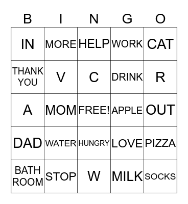 SIGN LANGUAGE BINGO Card