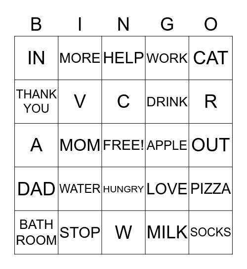 SIGN LANGUAGE BINGO Card