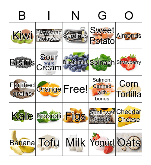 Calcium Bingo  Bingo Card