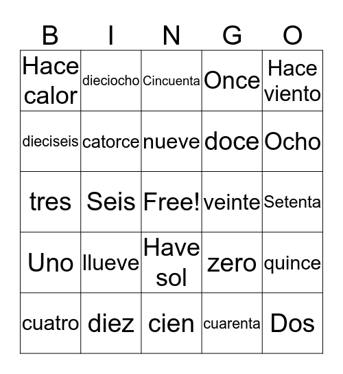 Números y el tiempo Bingo Card