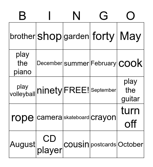 Family & Friends 3: Review 1 Bingo Card