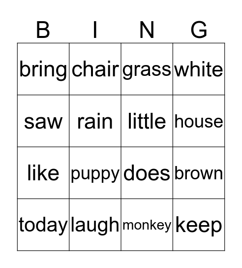 Fall Bingo Card