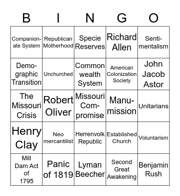 APUSH-it real good. Bingo Card