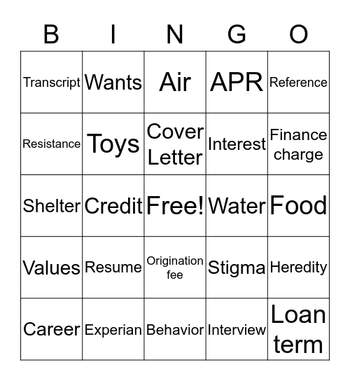 Untitled Bingo Card
