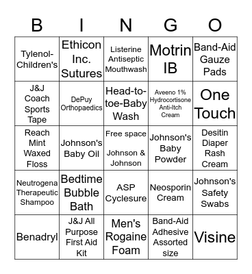 CUSTOMER SERVICE WEEK Historic J&J Products Bingo Card