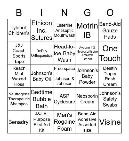 CUSTOMER SERVICE WEEK Historic J&J Products Bingo Card