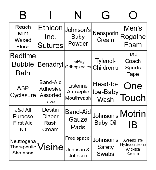 Customer Service Week Historic J&J Products Bingo Card