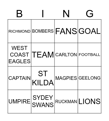 FOOTY FEVER Bingo Card