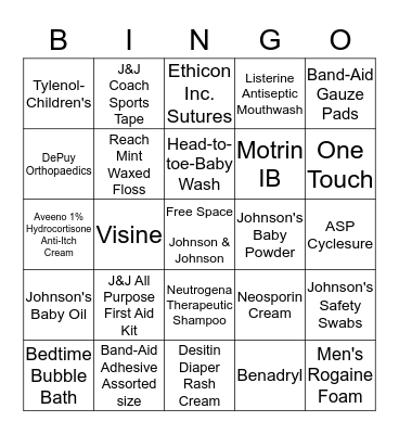 Customer Service Week Historic J&J Products Bingo Card