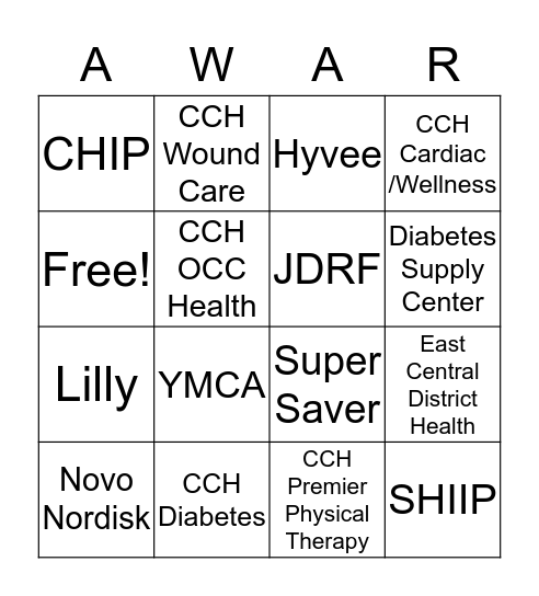 Diabetes Awareness Day Bingo Card