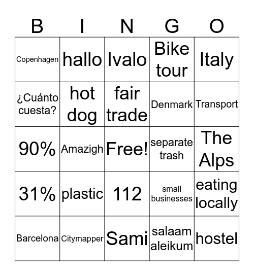 Ethical Tourism Bingo Card