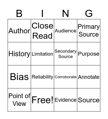 Global Studies 10 Vocabulary Review Bingo Card