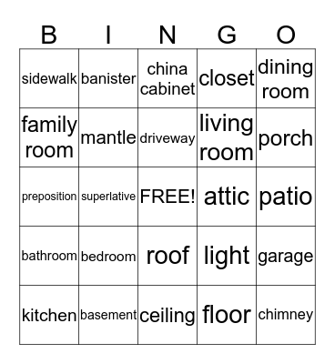 Home Sweet Home  Bingo Card