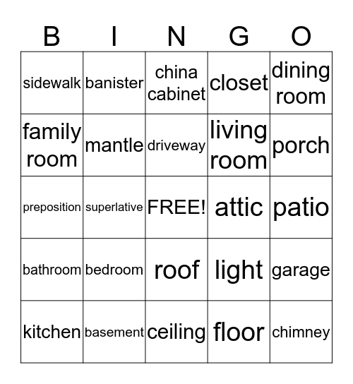 Home Sweet Home  Bingo Card