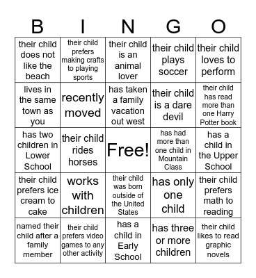 Back-to-School Night Bingo! Bingo Card