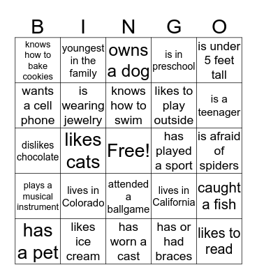 Cousin’s Make the Best Friends      Bingo Card