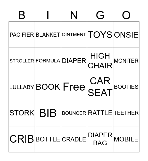 It's A Girl Bingo Card