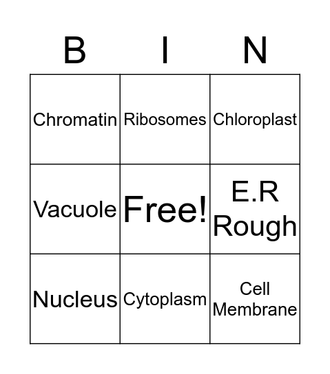 Cell Bingo  Bingo Card