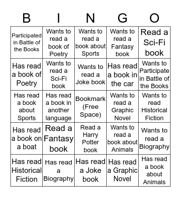 Library Bingo Card