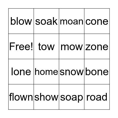 Long o  Bingo Card