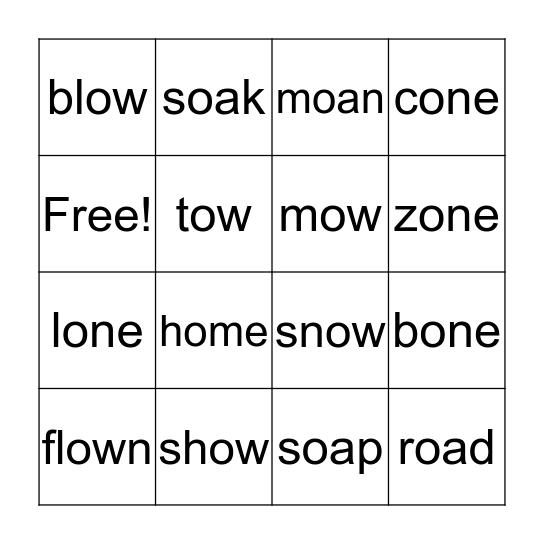 Long o  Bingo Card