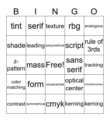 MAWD 1.01 Bingo Card