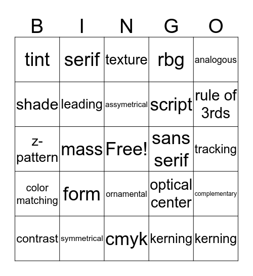 MAWD 1.01 Bingo Card