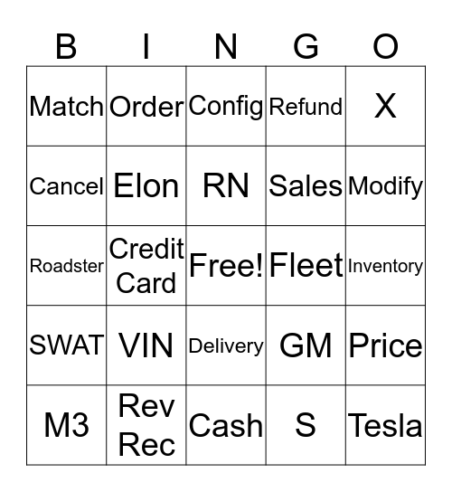 NA Order Ops Bingo Card