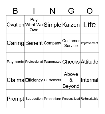 Customer Service Week 2018 Bingo Card