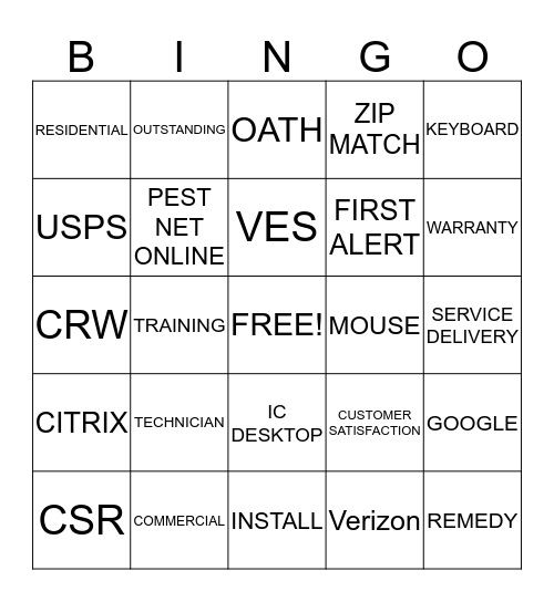 CUSTOMER SERVICE WEEK BINGO Card
