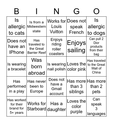 EllesVMH Speednetworking, November 12, 2013 Bingo Card