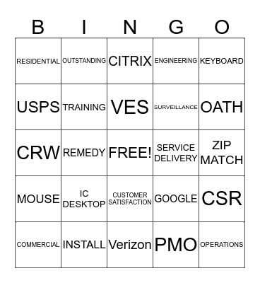 CUSTOMER SERVICE WEEK BINGO Card