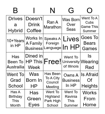 Business Summit Icebreaker Bingo Card